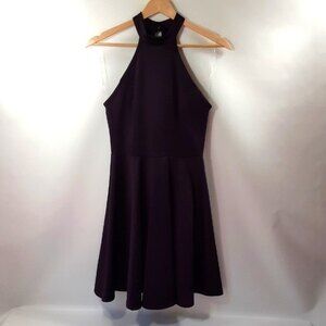 Charlotte Russe Size S Violet/Dark Purple Halter Dress with Back Cutout